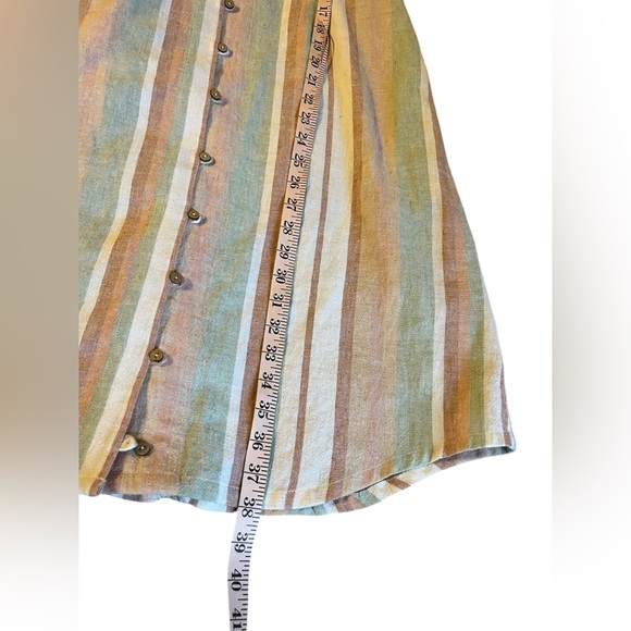 Soft Surroundings Arcata Linen Dress Sz PS Striped Boho Summer Gauzy buttons - Picture 11 of 11